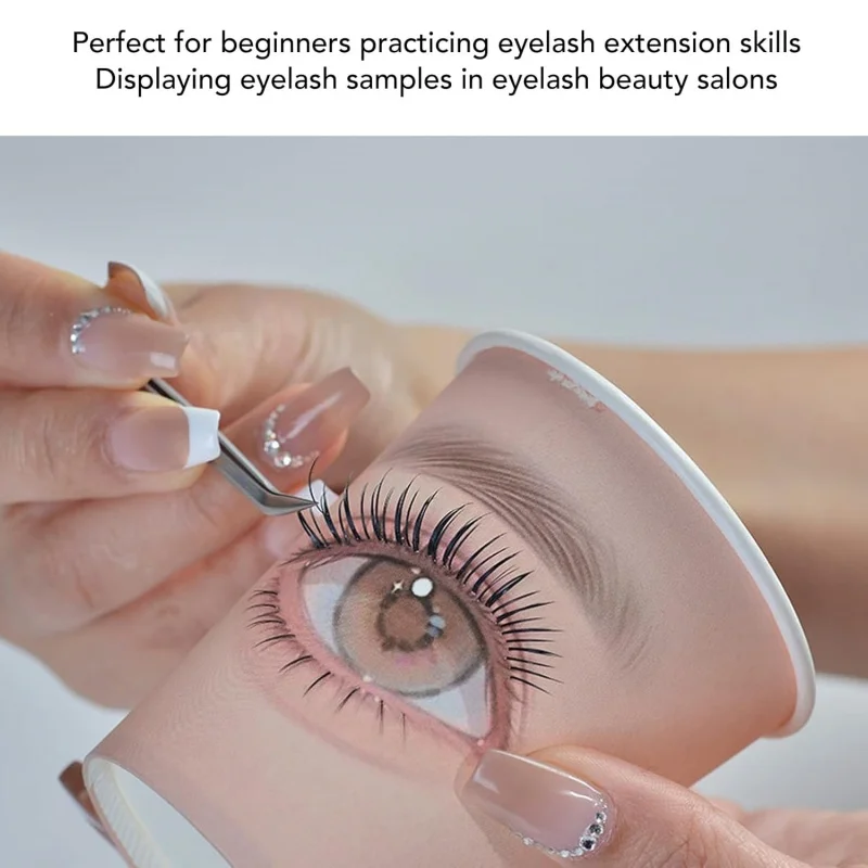 50/10pcs Pratica delle ciglia Tazza di carta Estensione delle ciglia Forniture di formazione per principianti Formazione Innesto Ciglia Occhio Modello Tazze