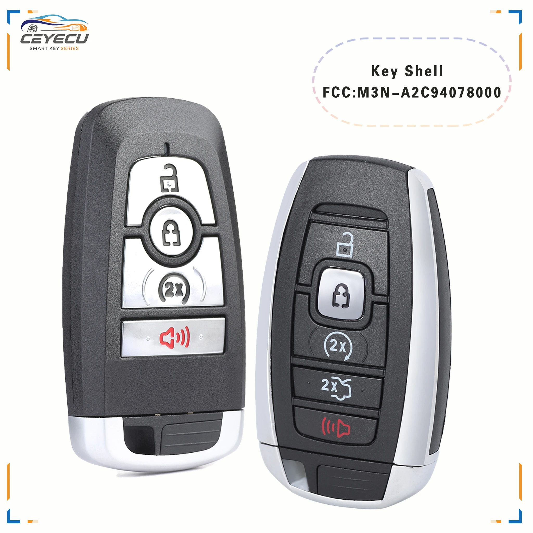 KEYECU for Ford Fusion Lincoln Continental MKC MKZ Navigator 2017-2019 Remote Key Shell Case 4 5 Button M3N-A2C94078000