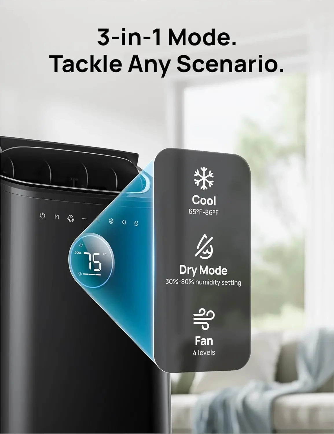 Air Conditioners, 14,000 BTU Air Conditioner for Bedroom with Drainage-free Cooling, 46dB Quiet, APP/Voice/Remote, 24h Timer wit