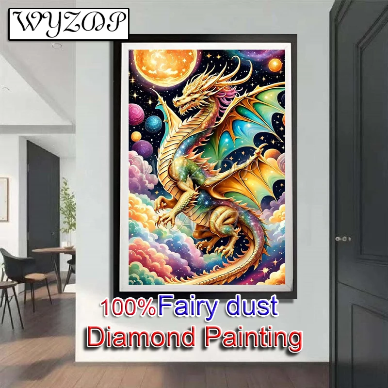 

WYZDP Diy 100% сказочная пыль, наборы алмазной живописи, квадратная мозаика, вышивка крестом, кристалл, алмазное искусство, сказочная пыль, декор