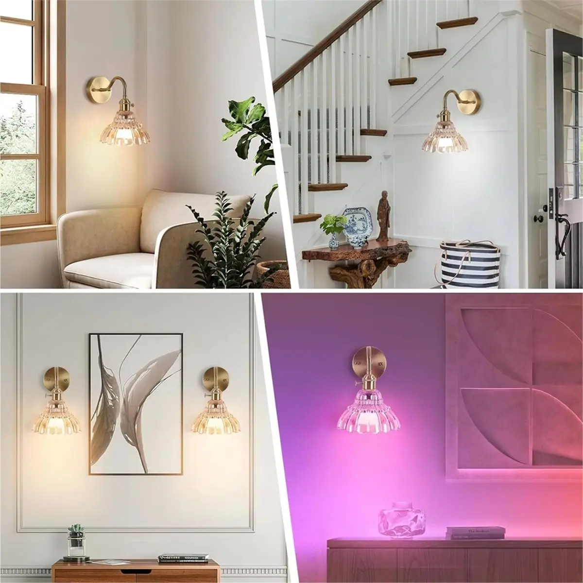 

Y69A Винтажный настенный светильник с цветочным узором, стеклянный настенный светильник для спальни, гостиной, домашнего декора, современный прикроватный светильник C