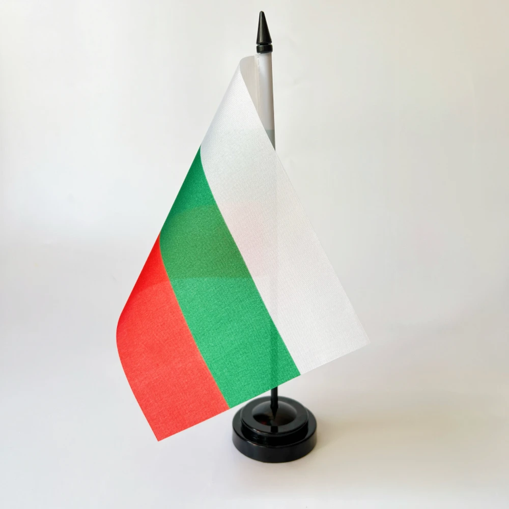 Bulgaria 14x21cm Office Desk Flag Desktop Flag With 30cm  Bulgaria  Flag Home Festival Events Celebration Decorations
