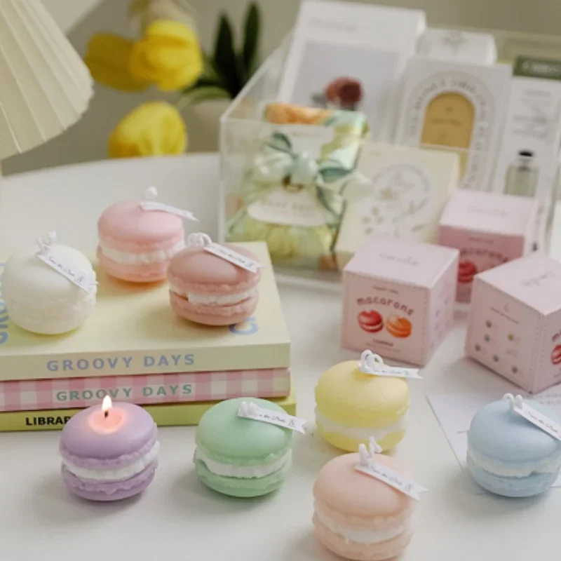 Macaron Aromatherapy Candle Photo Prop Diy Birthday Gift Fragrance Candle Perfume Scent Creative Gift Room Decor