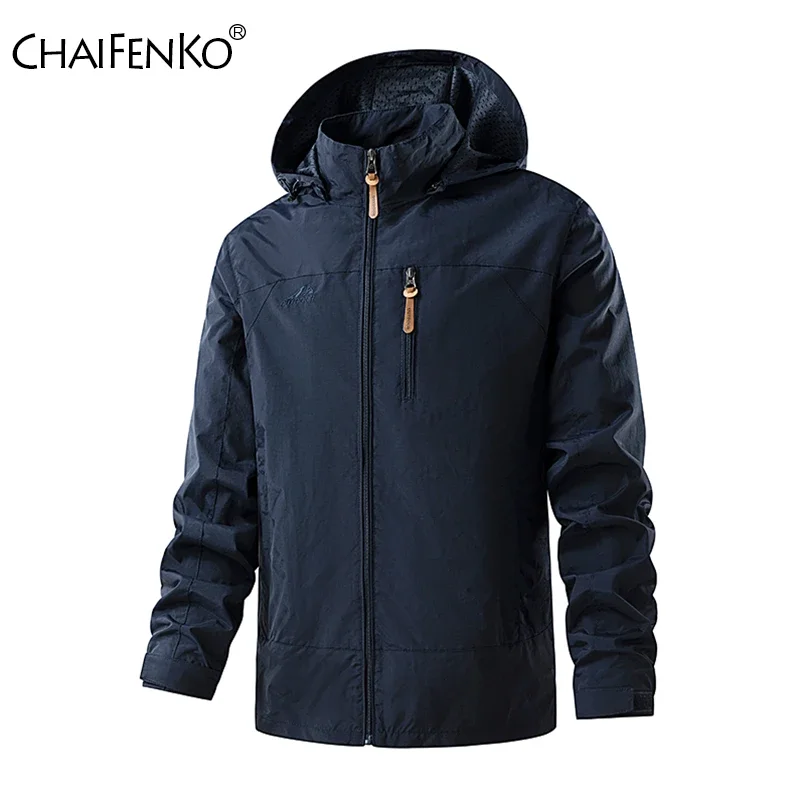 Men Windproof Solid Hooded Coat New Casual Fashion Jacket Autumn and Winte Outdoors breathable Motion Mountaineering Suit Men