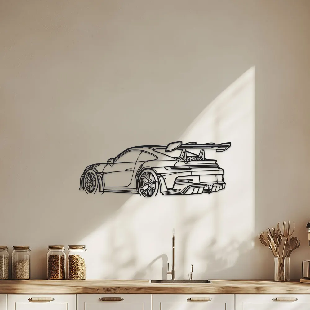CIFBUY Metal Wall Art Black Iron Car Sculpture With Spoiler Exhaust Garage Decor Easy Hang For Home Office Men Space