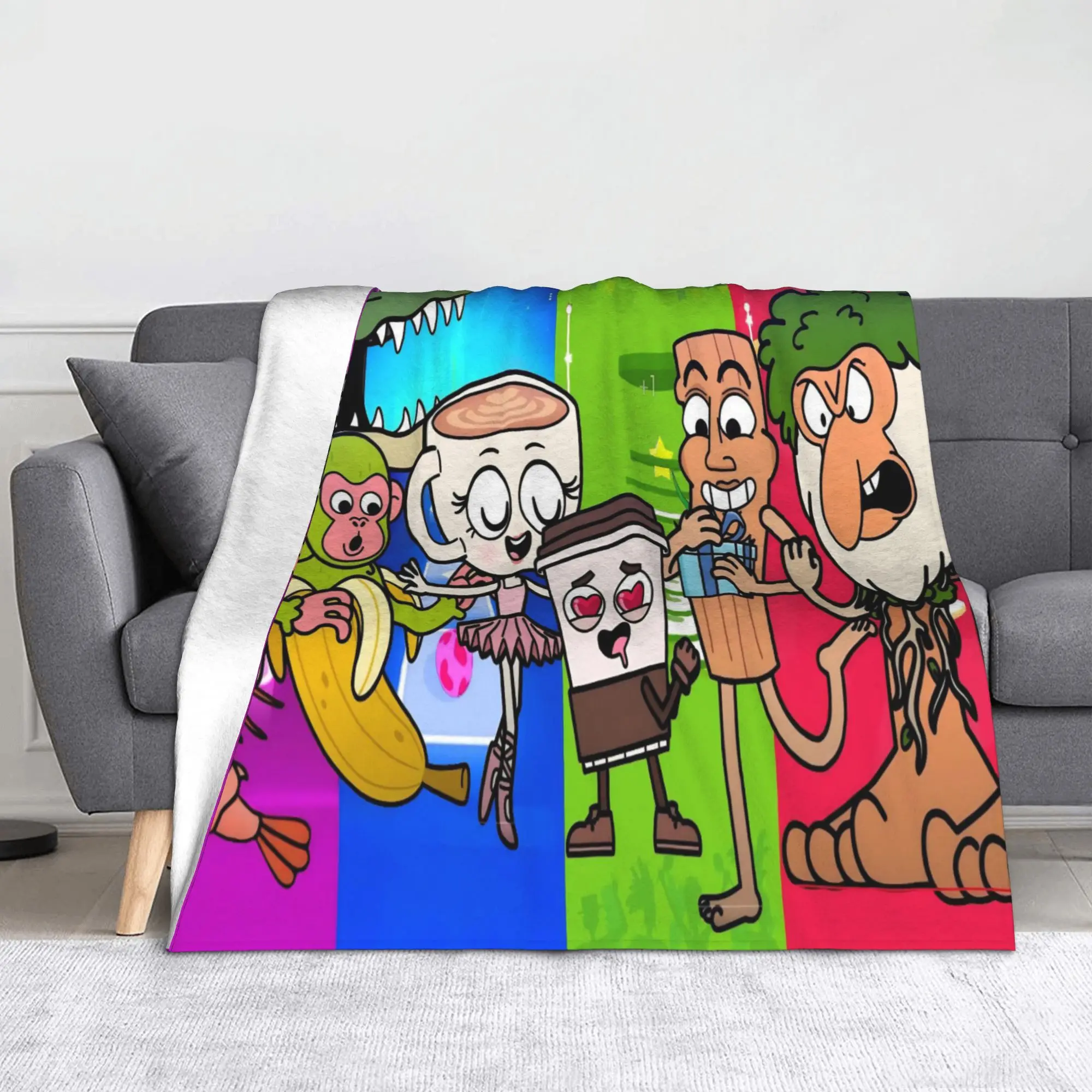 

Italian Brainrot Cartoon Fuzzy Blanket Bombardilo Crocodilo Creative Throw Blanket for Bed Sofa Couch 150*125cm Plush Thin Quilt
