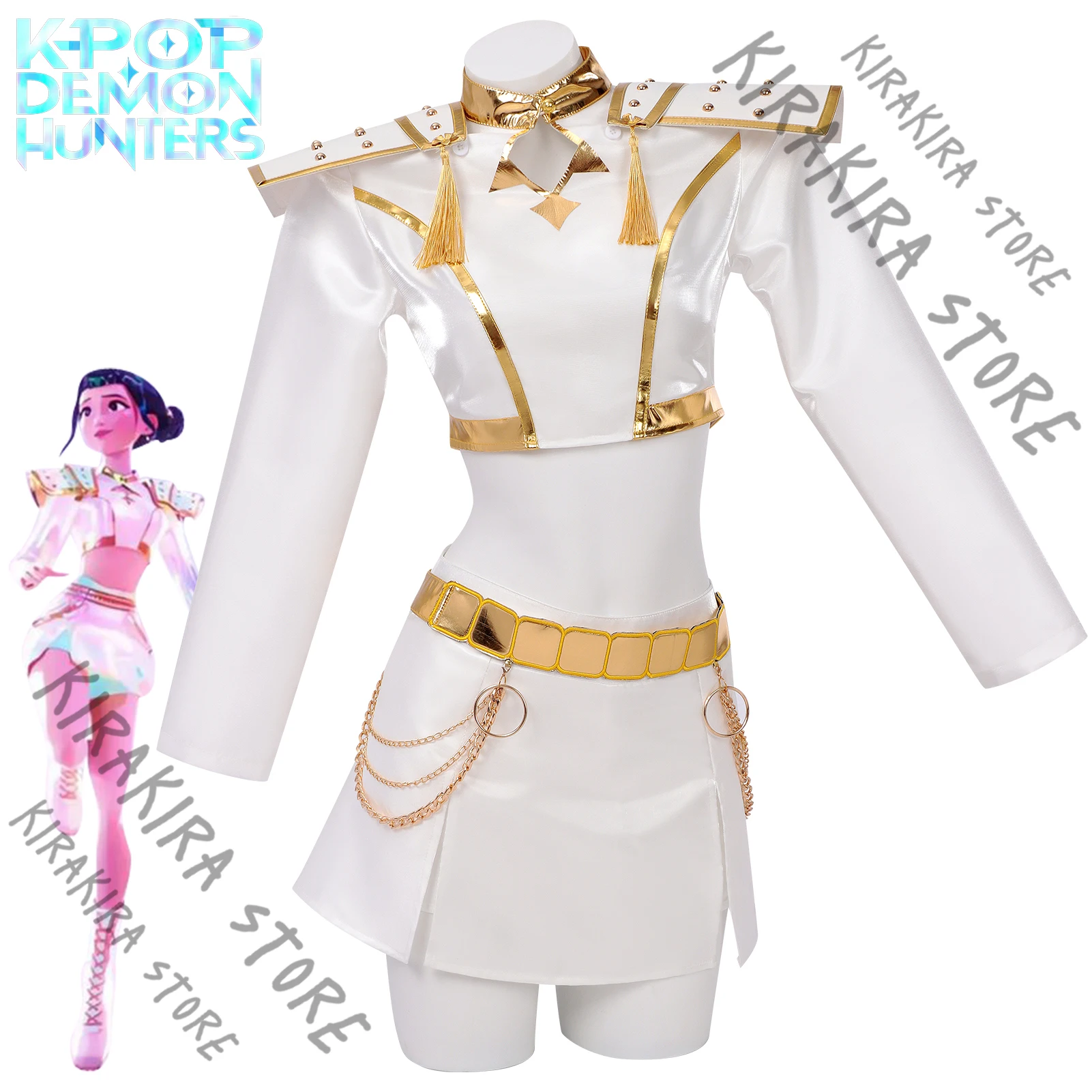 

Zoey Singing Suit Clothes Costume Fitting KPop Demon Hunters Hallowmas Cosplay Props Apparel Comic-con Girl Complete Set