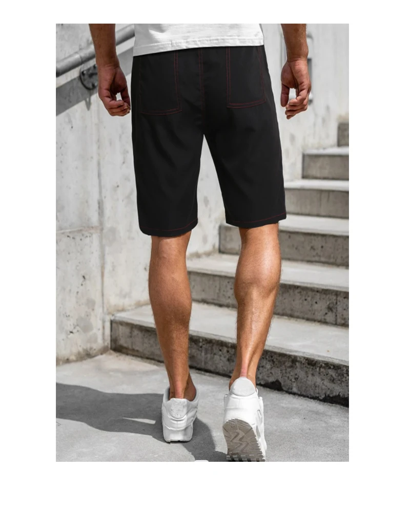 Men\'s Solid Color Shorts Black Colorblock Pants