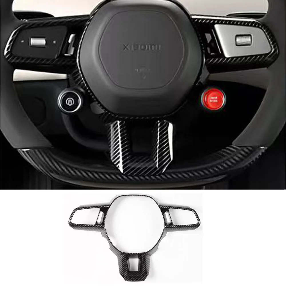 

For Xiaomi YU7 2025 Steering Wheel Decoration Frame Carbon Fiber Pattern Decoration Bumper Protection Cover Interior Supplies