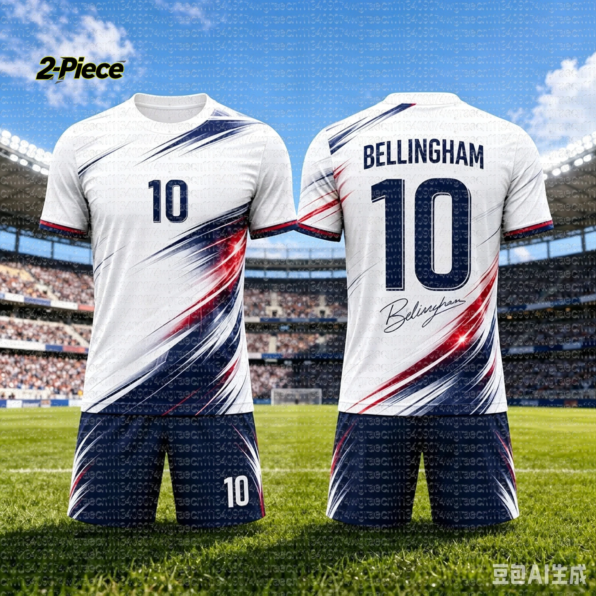 2026 Spezial-Bellingham # 10er-Set Fußballtrikot und Shorts für Damen, Herren und Kinder, England-Fan-Shirt und Shorts, 2-teiliges Set für den Sommer – Detail 9
