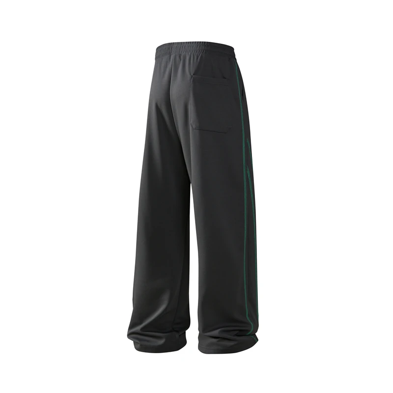 Vitality-pantalones de pierna ancha para hombre, pantalón informal, holgado, recto, con cintura elástica, cordón, bolsillos a rayas, para Calle alta, novedad de otoño