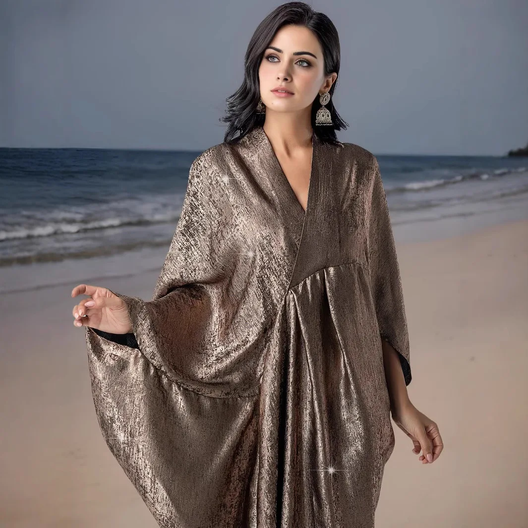 

Shiny Abayas for Women 2025 New Ramadan Eid Muslim Dress Dubai Turkey Kaftan Kebaya Caftan Marocain Femme Robe Islam Jalabiya