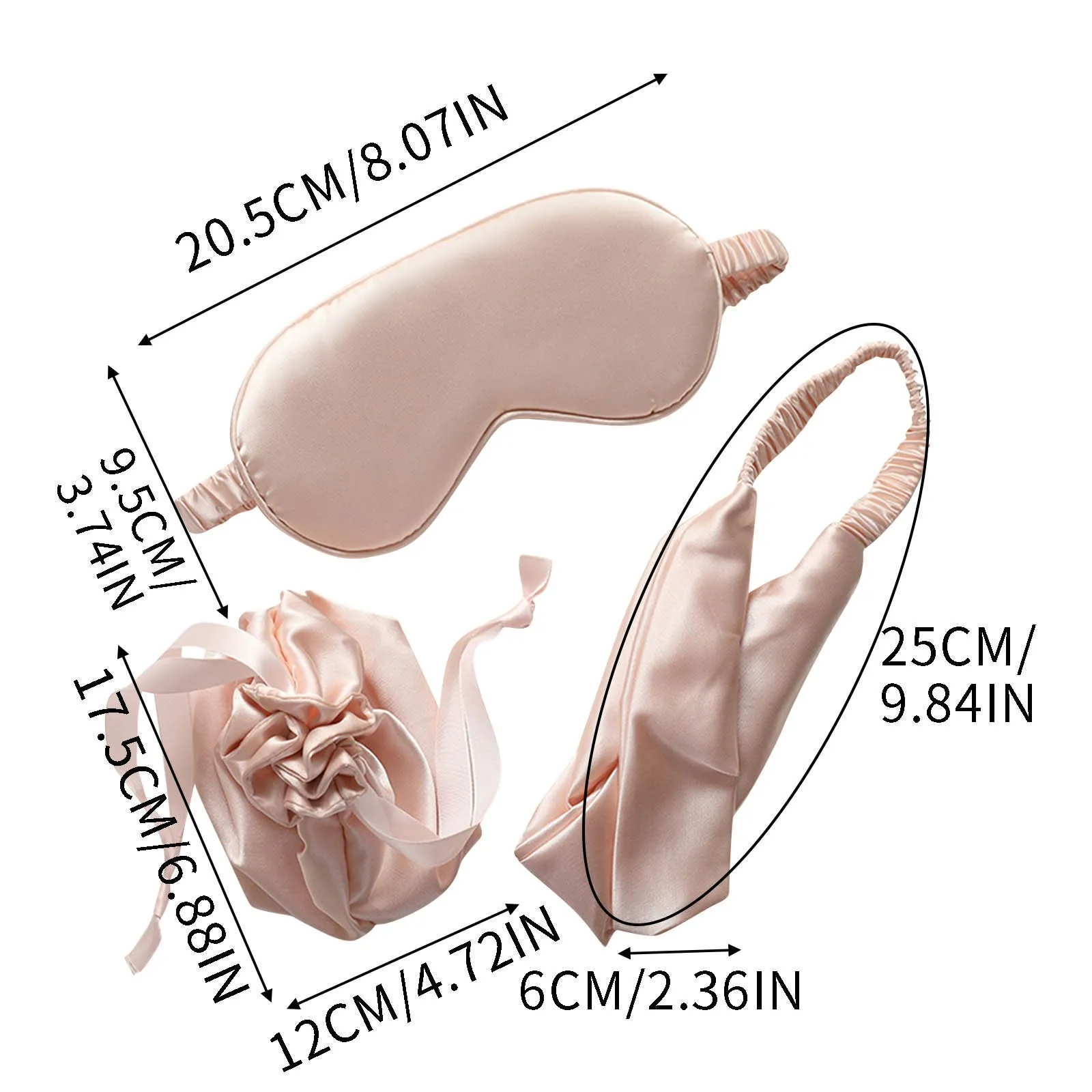 Set di tre pezzi di maschera per gli occhi per il sonno Set regalo di maschera per gli occhi per il sonno notturno in raso di seta morbida Set di