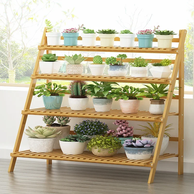 3 Tier Bamboo Plant Pot Shelf Ladder Garden Rack Indoor/Outdoor Flower Display Holder Storage Solution Tiered Plant