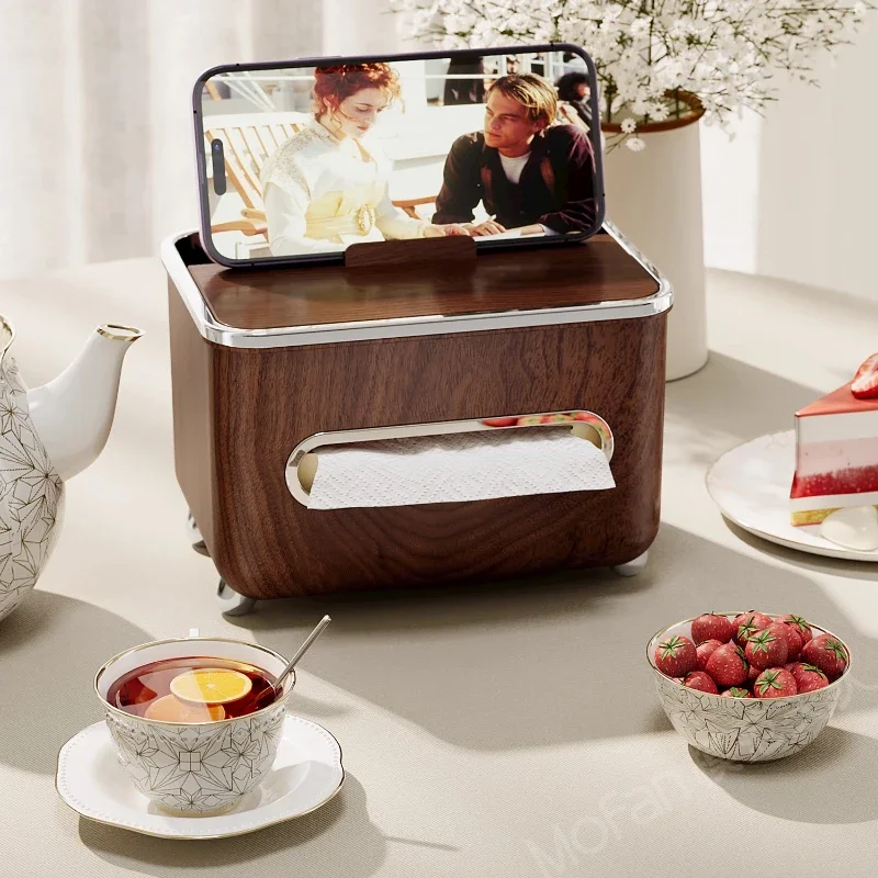 Desktop Living Room High-End Remote Control Tissue Box Vintage-Style Coffee Table Storage Box Bedroom Home Tissue Dispenser