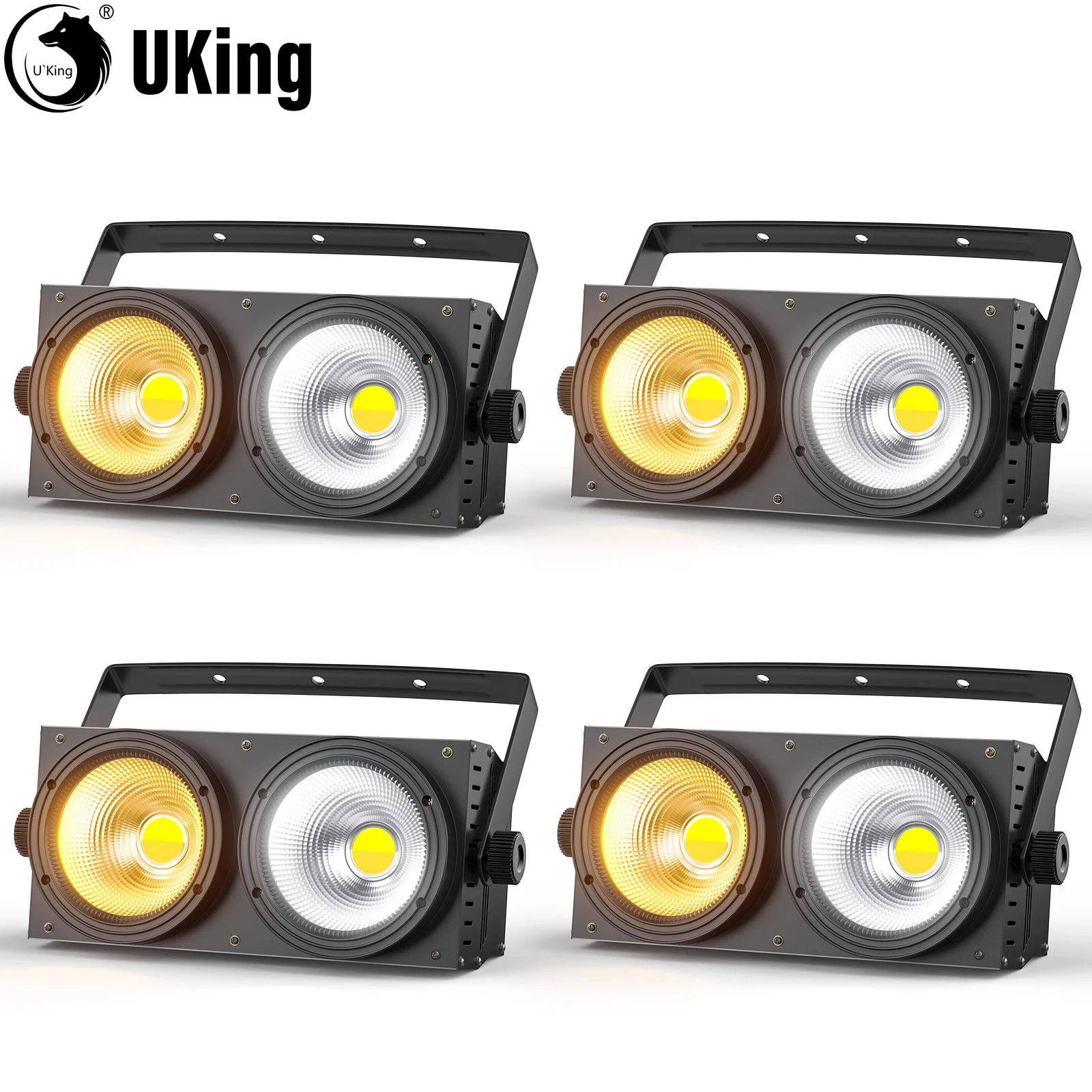 U'King 4Pcs 200W Double Color COB Par Lights Two Eyes Fill Light Lighting Outdoor Stage Light For Wedding Music Show Dance Party