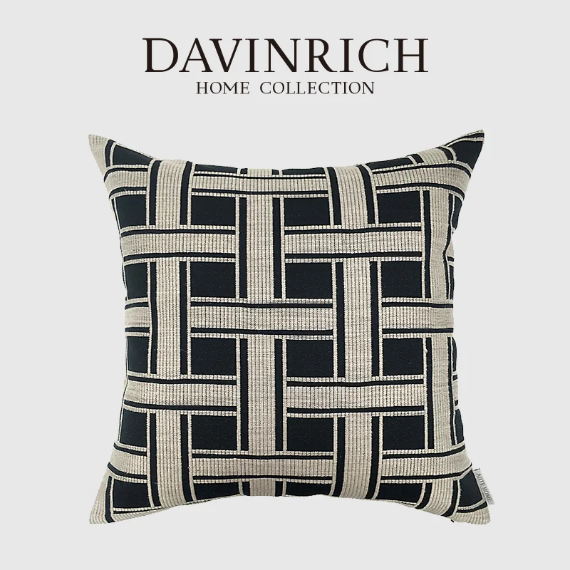 DAVINRICH Modern Upholstery Pillow Case Art Deco Trend Interweave Striped Geometric Cushion Cover 45x45 Insta Popular Home Decor