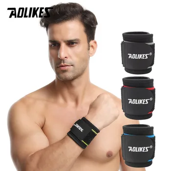 AOLIKES 1PCS 코튼 탄성 팔찌 체육관 휘트니스 기어 지원 파워 역도 손목 랩 농구 테니스 중괄호 