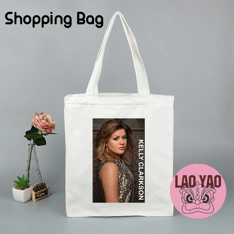 Kelly Clarkson Tote Bags for Women Fashion Singer Shopper Bag Girl Friend Gift Shopping Woman Cloth Canvas Large Fabric