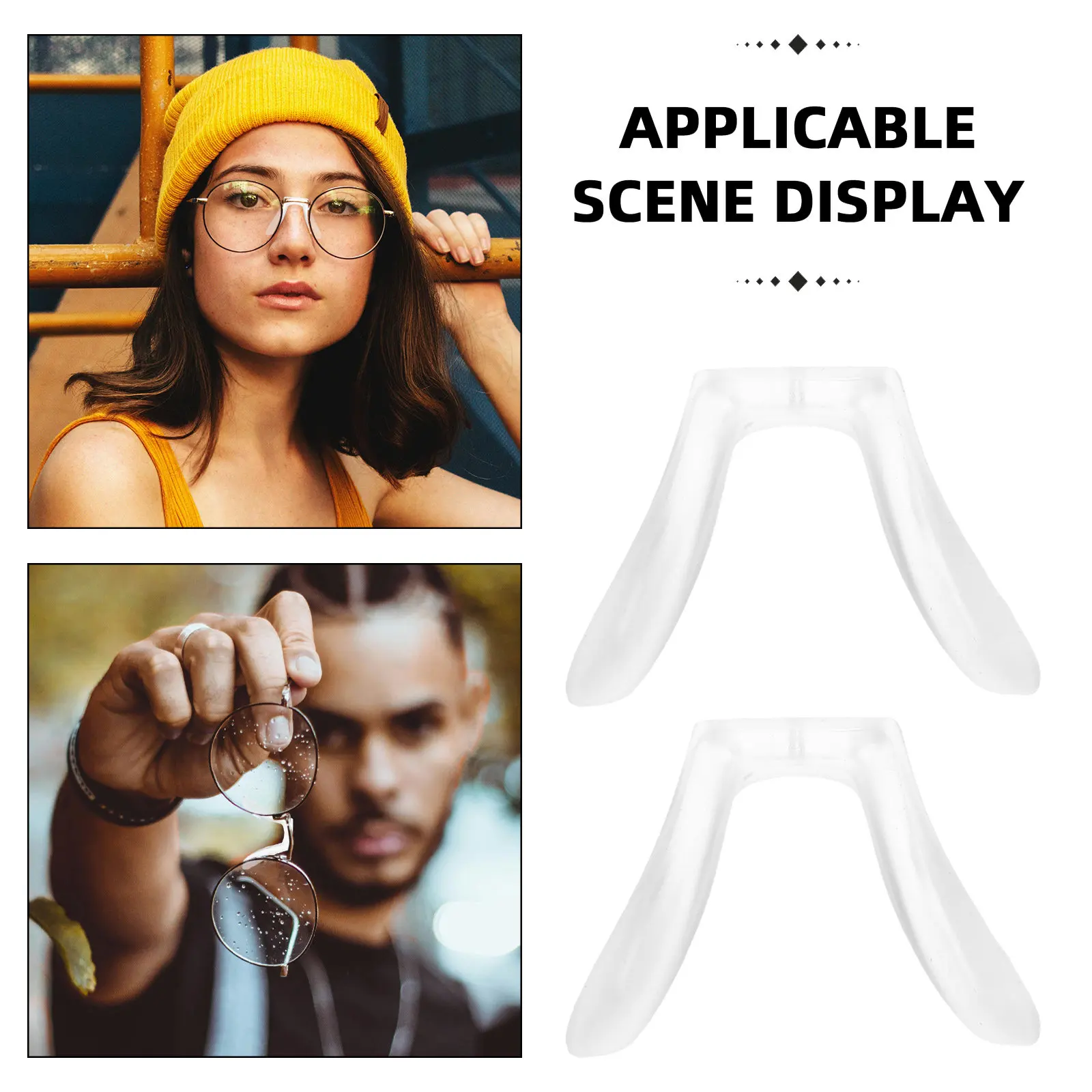 2Pcs Eyeglasses Nose Pads Silicone Integrated Nose Bridge Pads Comfortable Non-Slip Clear Cushion for Daily Wear Outdoor Work