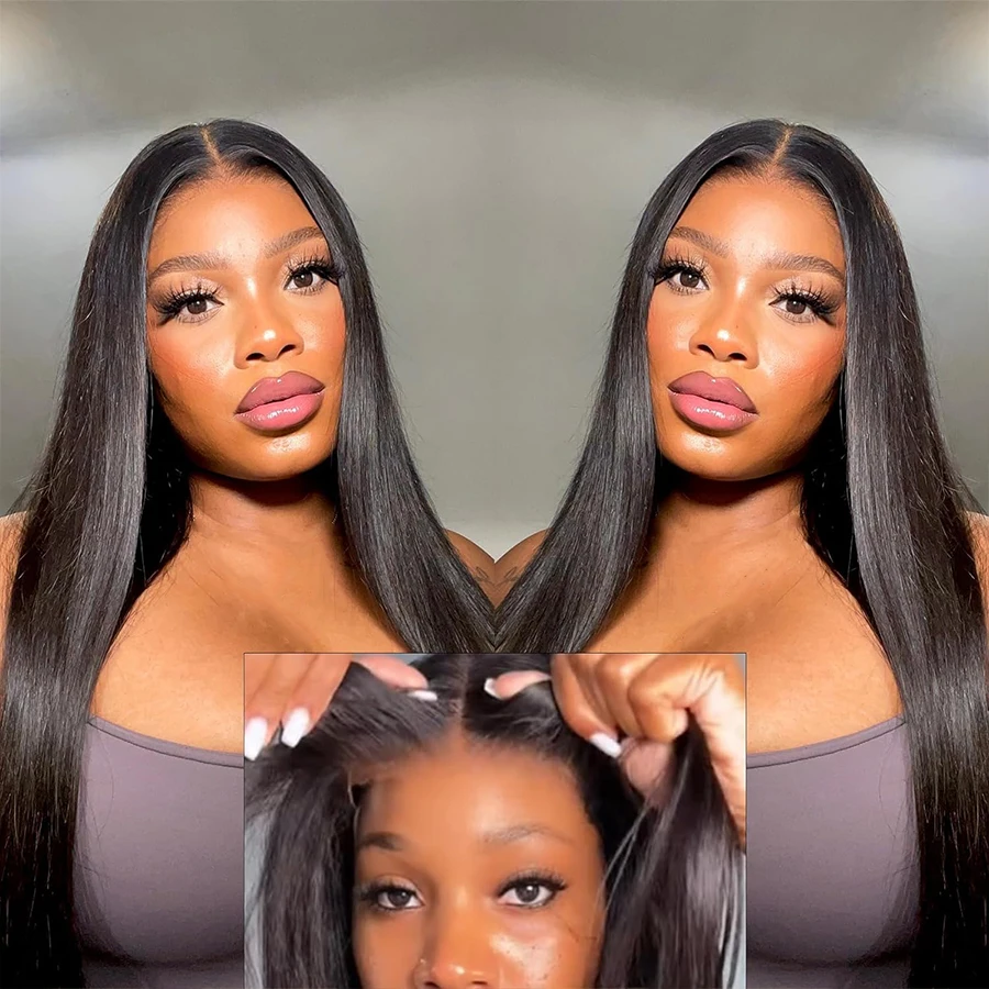 Glueless Wig Bone Straight Brazilian Human Hair Ready To Go 5x5 6X4 Lace Closure Wig Pre-Cut Lace Wigs Pre Plucked