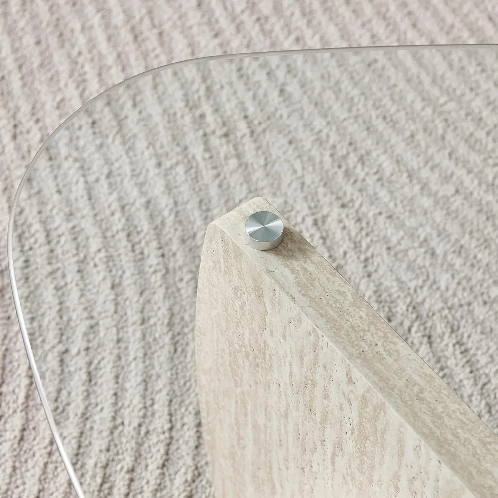 Modern Marble Coffee Table - Elegant Wooden Design for Contemporary Living Rooms