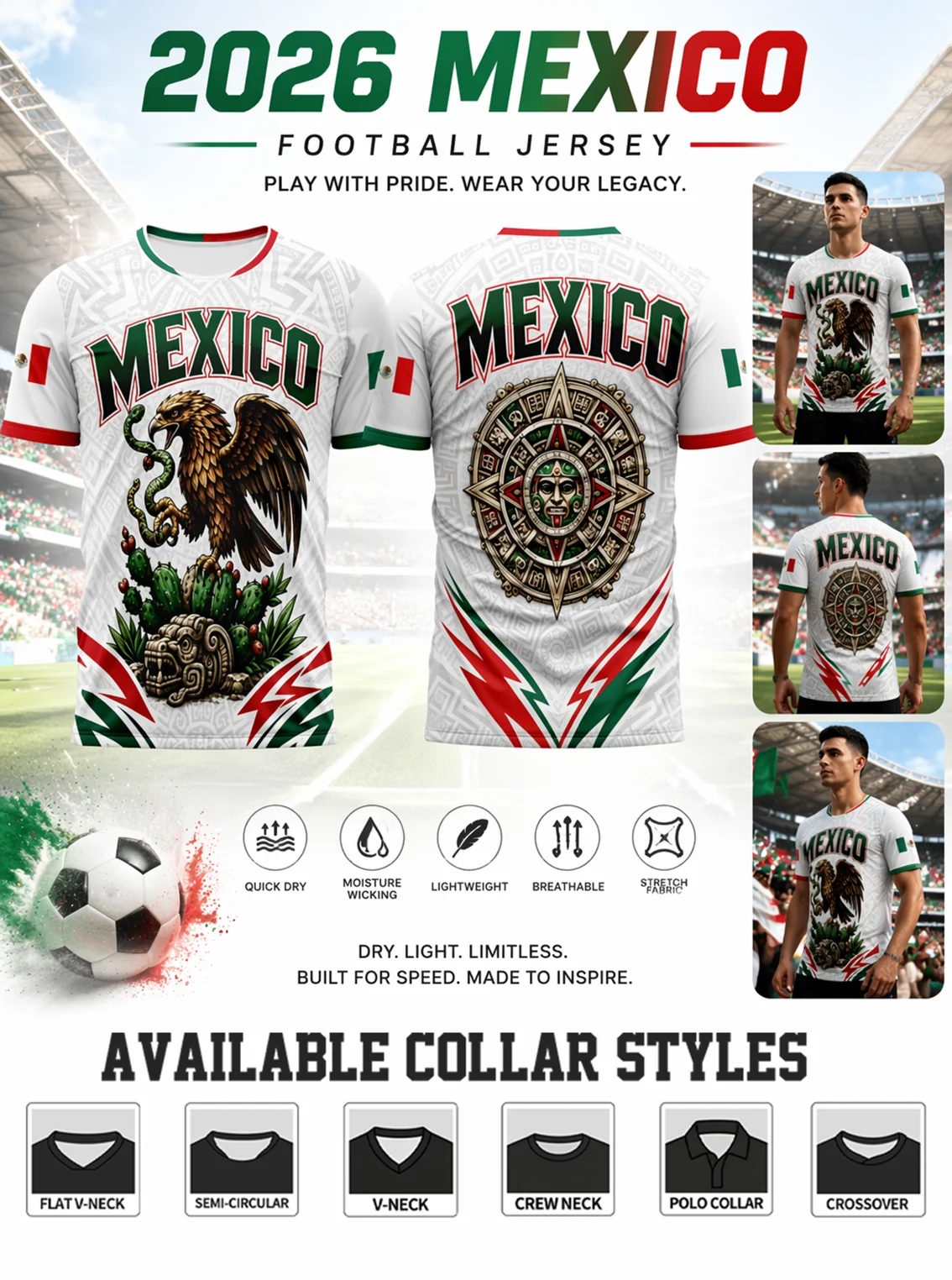 New 2026 themed Mexico football jersey helps you cheer for the national team with ethnic features