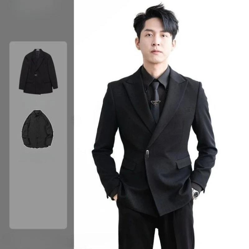 Men's Black Blazer Slim Fit Suit Jacket British Style Business Casual Wedding Party Prom Tuxedo Coat