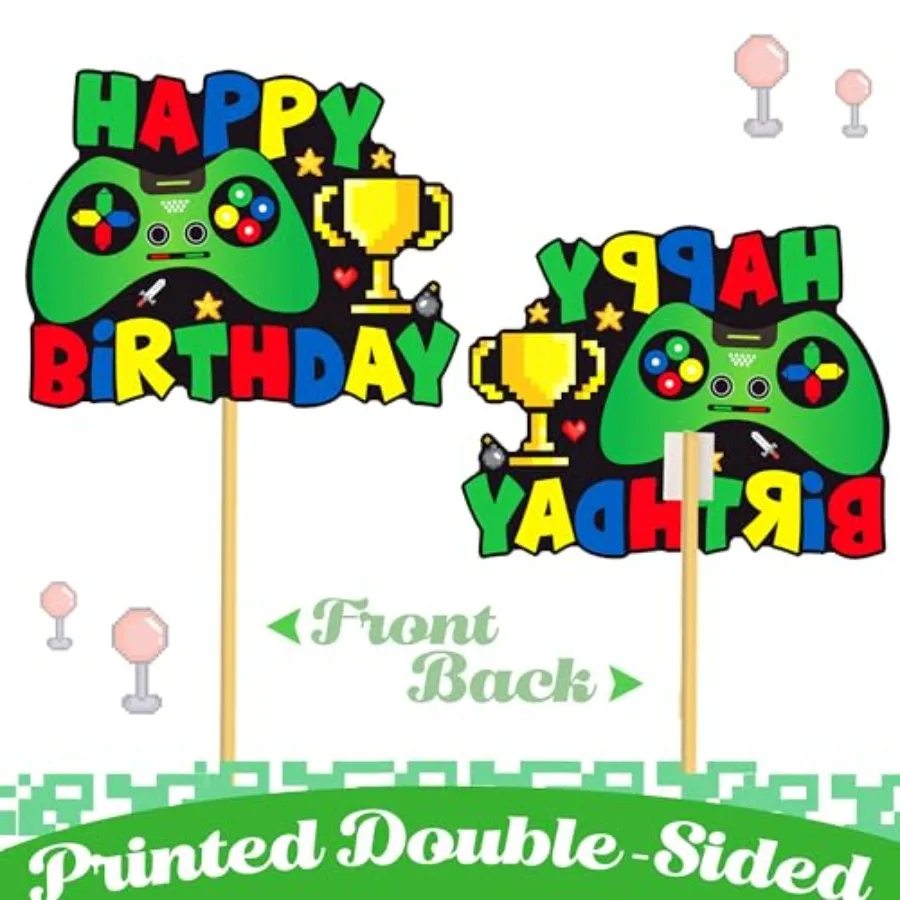 Video Game Centerprise Sticks 15Pcs Gamer Birthday Party Decorations Video Game Centerpiece for Table Gaming Birthday Supplies