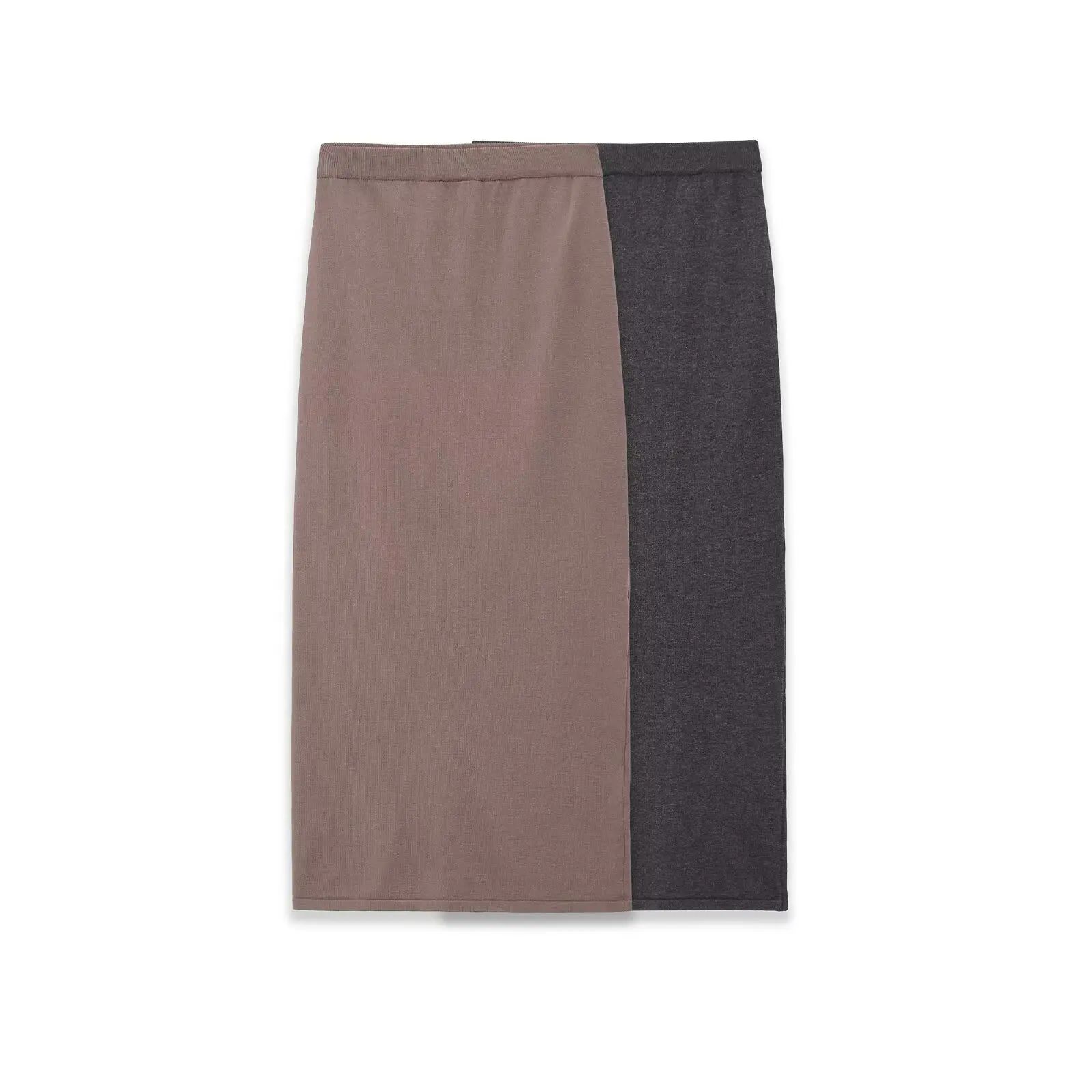Women's Fashion Elastic Mid-Waist Soft Straight Skirt Knit Midi Pencil Skirt Elastic Soft Knit Fabric Dark Gray Casual G488
