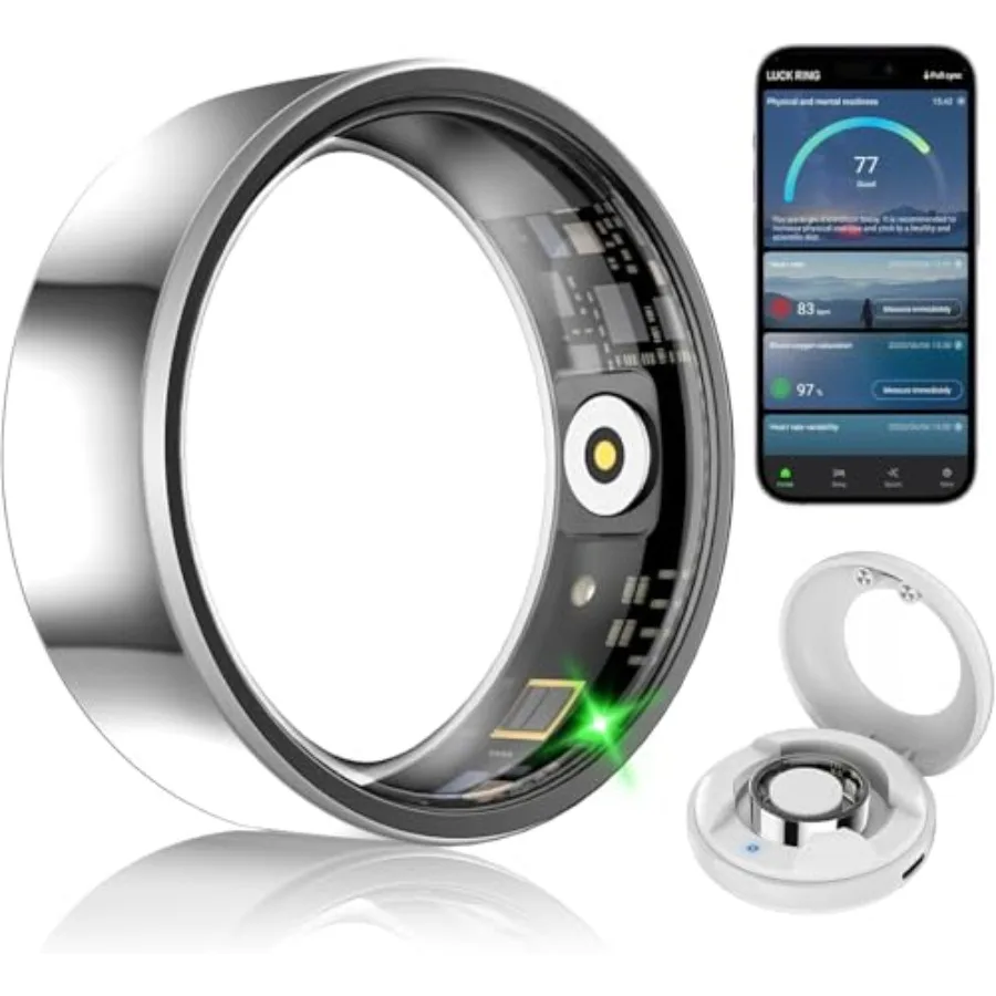 

Умное фитнес-кольцо для мужчин и женщин: отслеживание пульса, стресса, сна, шагов, уровня кислорода в крови, водонепроницаемость 10ATM, фитнес-трекер