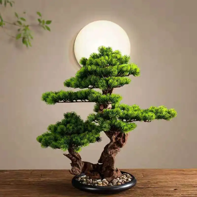 

Chinese Style Simulation Welcome Pine Fake Tree Anti Real Plant Hall Decoration Cabinet Potted Desktop Porch Bonsai