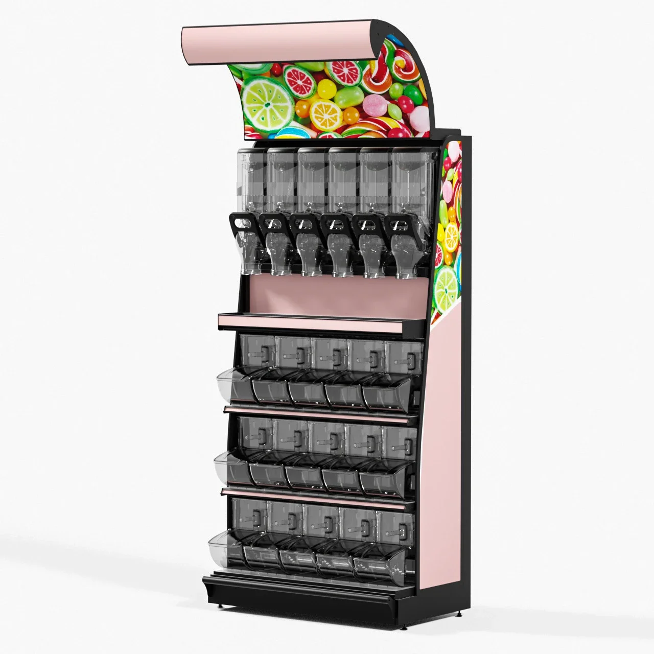 Convenience store candy display rack and shelves