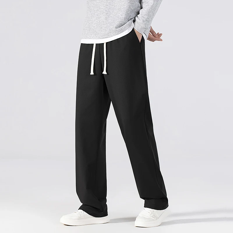 الصيف الكورية الرجال السراويل خفيفة ورقيقة البوليستر مرونة الخصر شبه واسعة فضفاض بنطلون ثنى دعوى السراويل الربيع الذكور بناطيل كاجوال #3