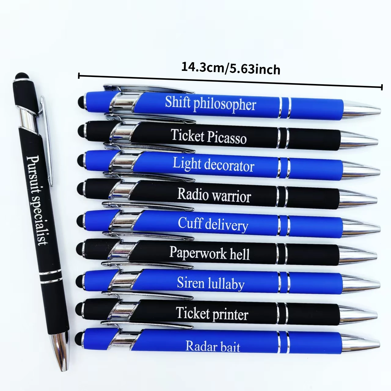 

10 шт., шариковая ручка с фразой полицейского автомобиля, шариковая ручка с металлической гравировкой и сенсорным экраном, специальная ручка для письма для офиса и учебы