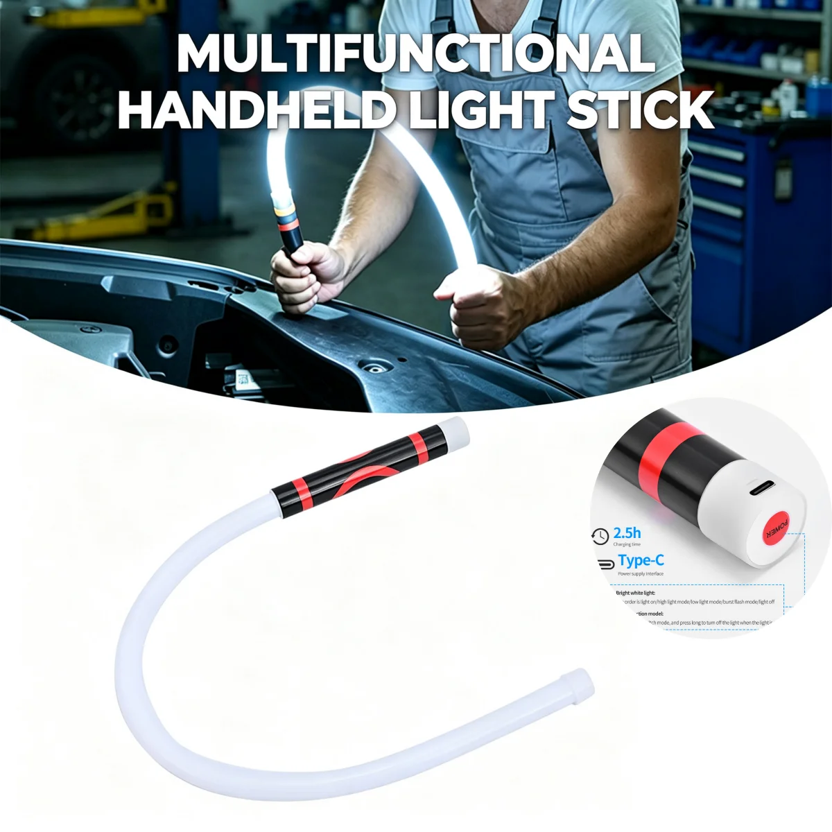 KEVANLY Car Repair 3 Models LED Flashlight Stick High Lumens Flexible Flashlight Stick For Engine Bays Household Emergency Tools