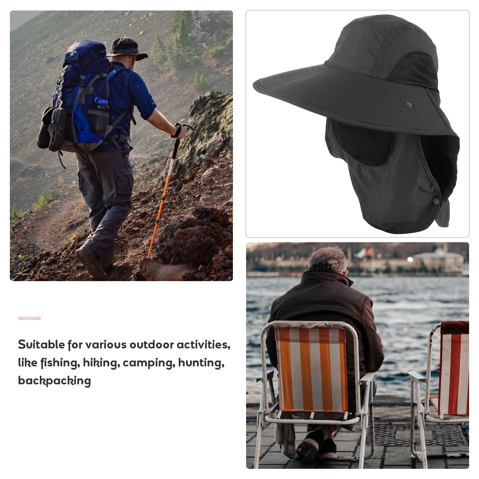 

Sun Protection Quick-drying Hat Hats Beach Breathable Uv Fishing Wide Brim Nylon