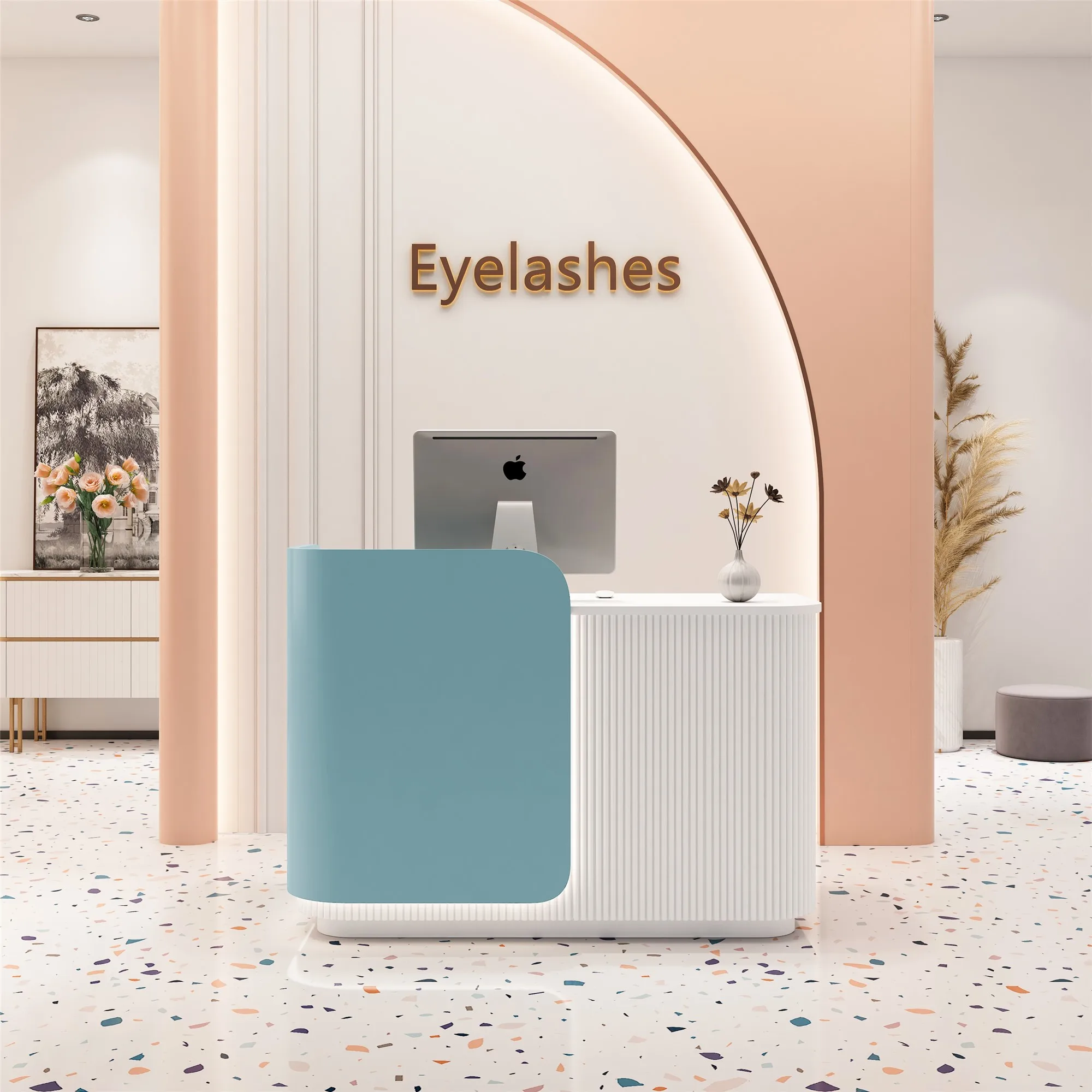 

Supermarket Reception Desk Company'S Cosmetics High Pulpit Reception Desk Work Glass Recepcion Mostrador Beauty Furniture