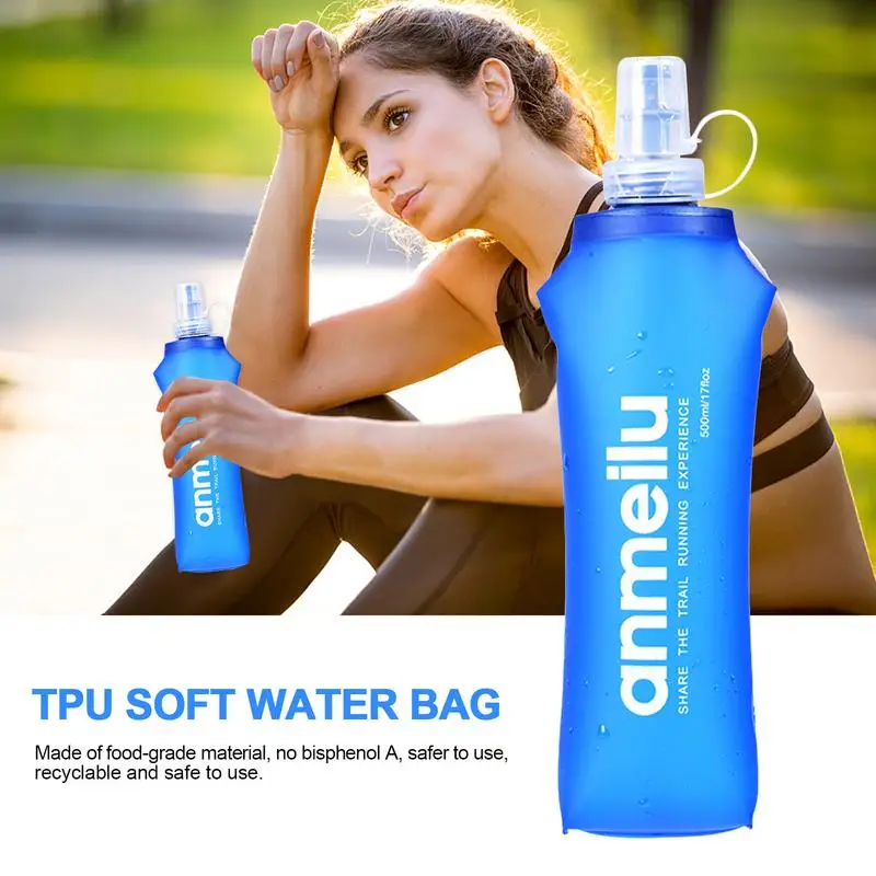 Imagem -02 - Bpa Straw Folding Soft Flask Garrafa de Água Dobrável Correndo Jogging Hidratação Bexiga Pack Vest 250ml 500ml