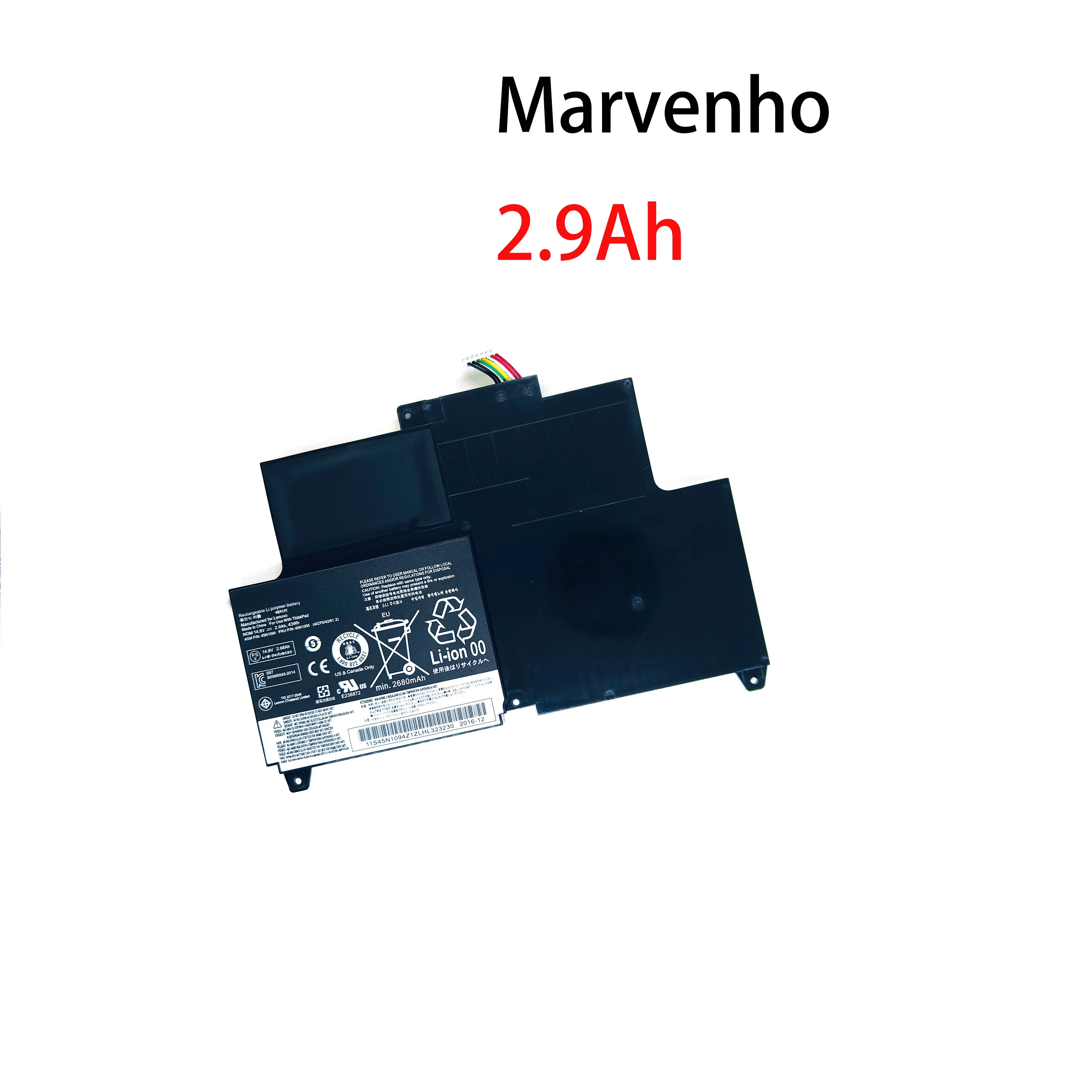 Marvenho New 14.8V  2.9Ah  43wh   45N1094 45N1168 45N1169 45N1093  Laptop Battery for  Lenovo  ThinkPad  Edge S230u Series