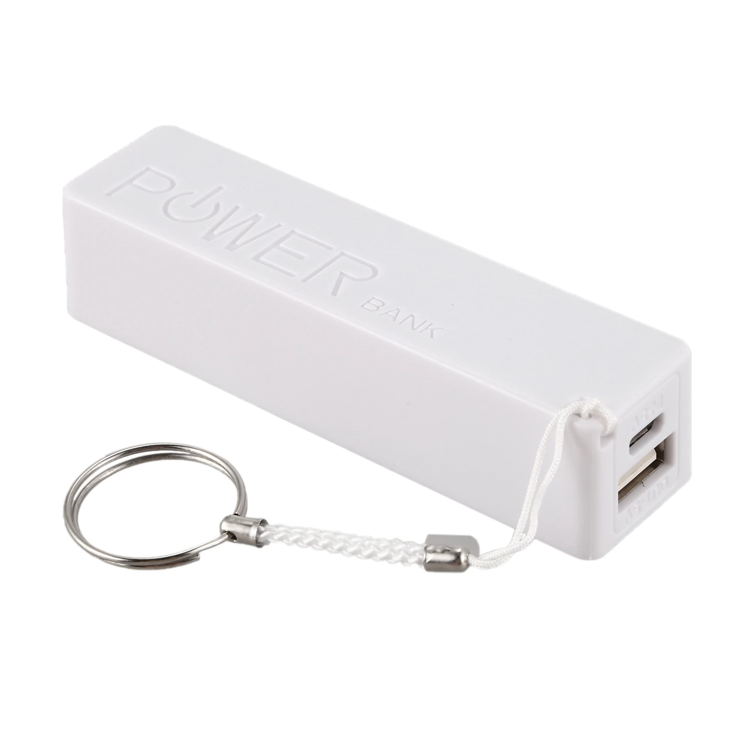 Portable External Power Bank Battery Charger 18650 with Keychain (Without Battery) (White)