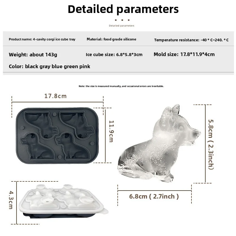 New Dachshund Corgi Silicone Ice Tray Ice Cube Mold Pet Ice Tray Food Grade Soft Bottom One Second Demolding to Make Ice