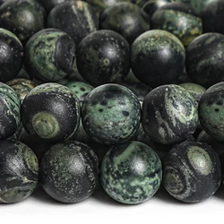 Natural Green Frosted Stone Kambaba Jaspers Round Loose Matte Beads for Jewelry Making DIY Handmade Craft Supplies 14