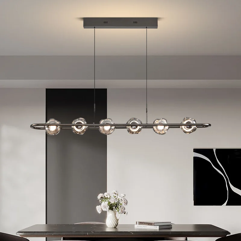 

Modern Bright Hanging Chandeliers Soft Adjustable Glass Pendant Light for Kitchen Island Bar Restaurant Table Lights