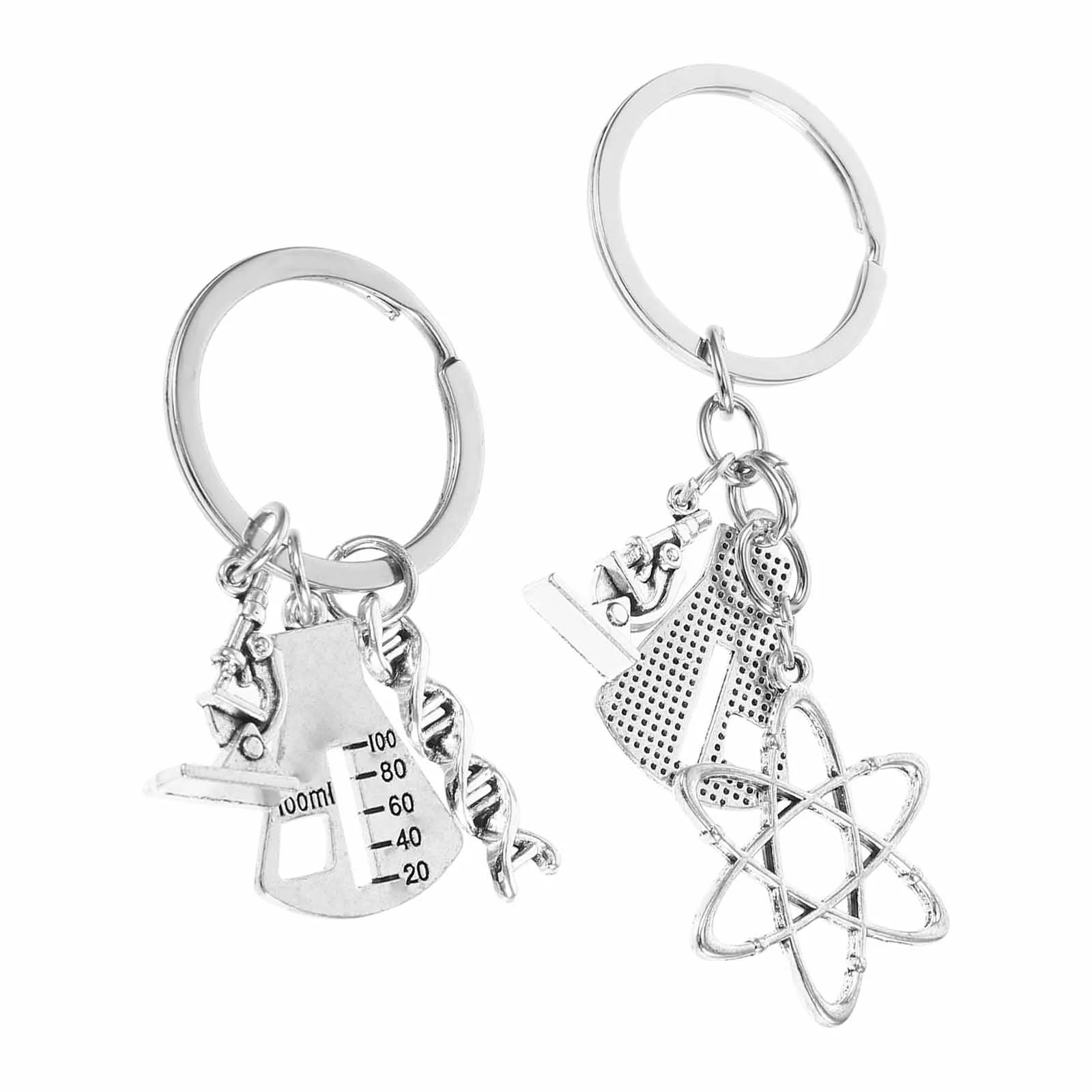 

2 Pcs Keyrings Keychain Gift Doctor Jewelry Gifts for Men Chemical Themed Graduation Teacher Microscope Decorative