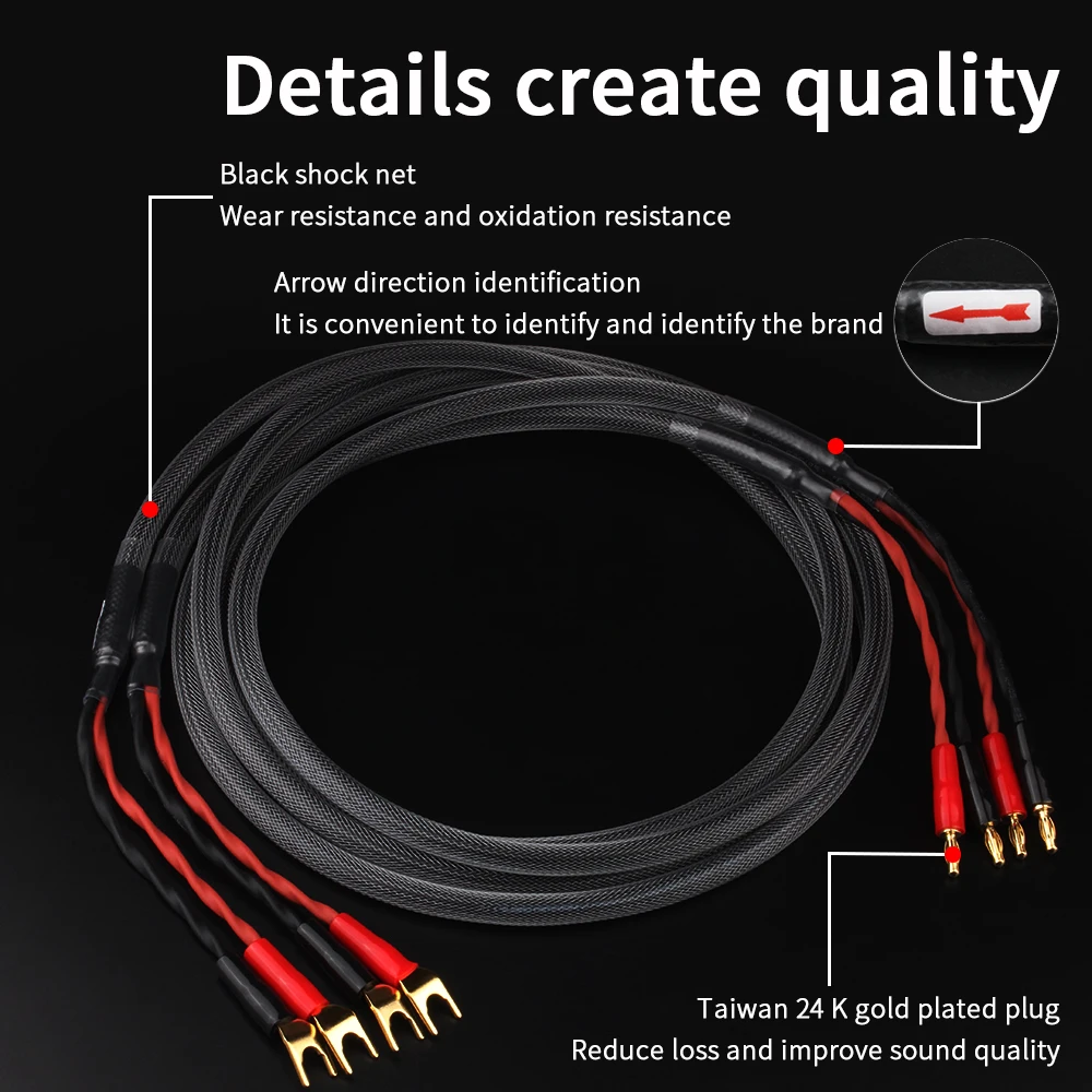 YYAUDlO jedna para głośnik HiFi cablewysokiej czystości 6N OFc z kablem Bananaand Y 24K złota wtyczka tubowy forampler głośnik