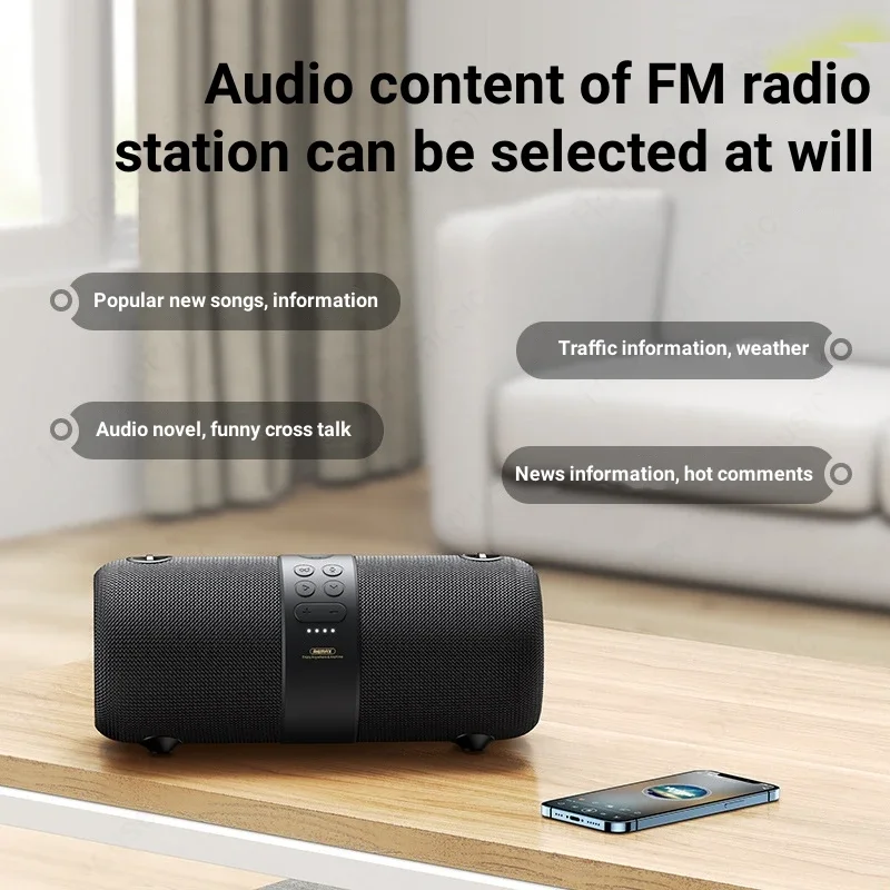 Беспроводная уличная Водонепроницаемая звуковая колонка REMAX, мощный стерео Bluetooth динамик с сильными басами, TWS сабвуфер с Fm-радио