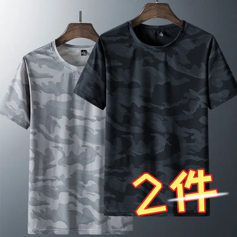 Camouflage Ice Silk Loose Fit plus Size T-Shirt Ultra Thin Quick Dry Breathable Summer Sportswear Women's Short Sleeve Top