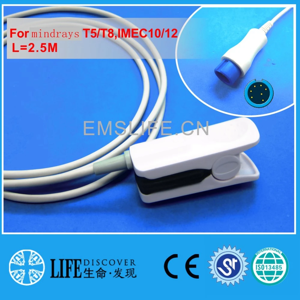 Reusable AWT adult finger clip spo2 sensor Pulse Oximeter Blood Oxygen  for MIN*DRAY T5/T8 popular patient monitor