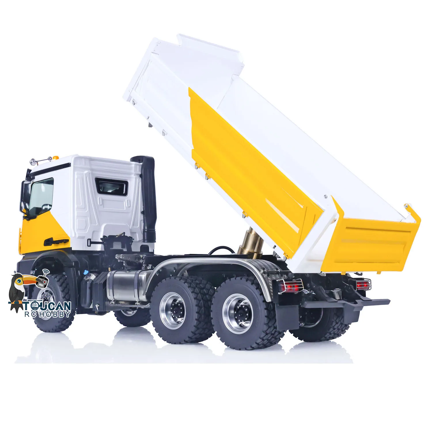 LESU Metal 1/14 6x6 RC Hydraulic Dumper Truck With K3363 Cabin Remote Control 3-Axles 3-way Painted Tipper Dump Finished Car